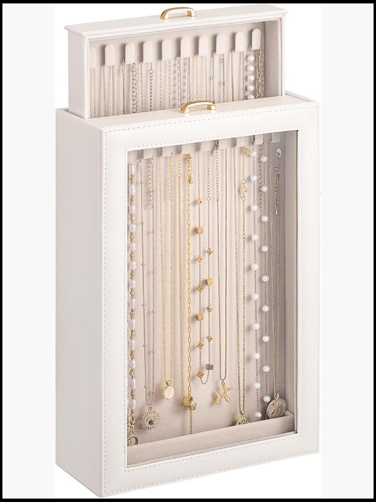 Jewelry Storage Box With Clear Window Tangle-Free Display Case Modern Elegant